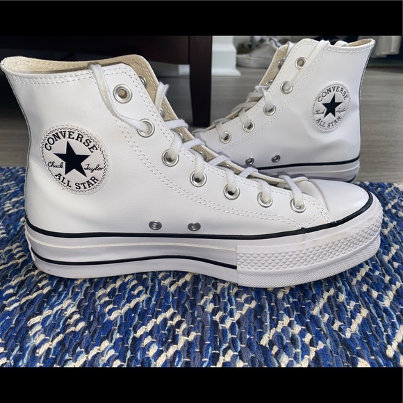 converse leather high tops platform